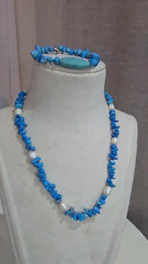 Collier et bracelet turqoise et perles - Colliers