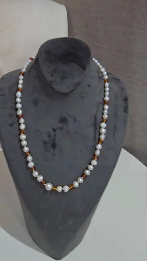 Collier perles et ambre - Colliers