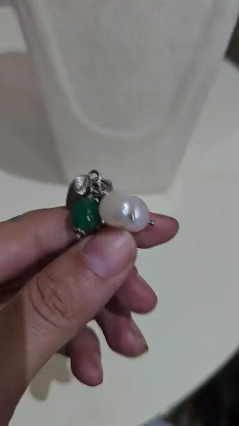Bague en argent avec perles et jade - Bagues