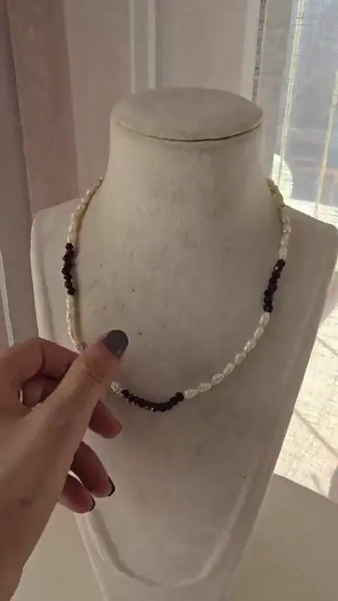 Collier Grenat et Perles - Colliers