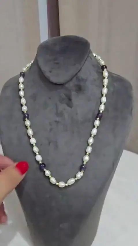 Collier Perles et Amethyste - Colliers
