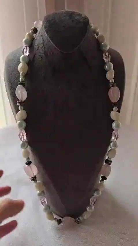 Collier Quartz Rose et Jade - Colliers