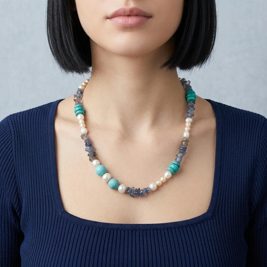 Collier Agate, Turquoise et Perles - Colliers