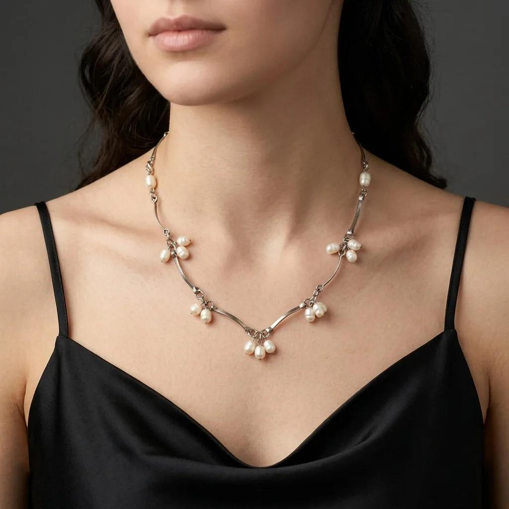 Collier Acier Inoxidable et Perles - Colliers