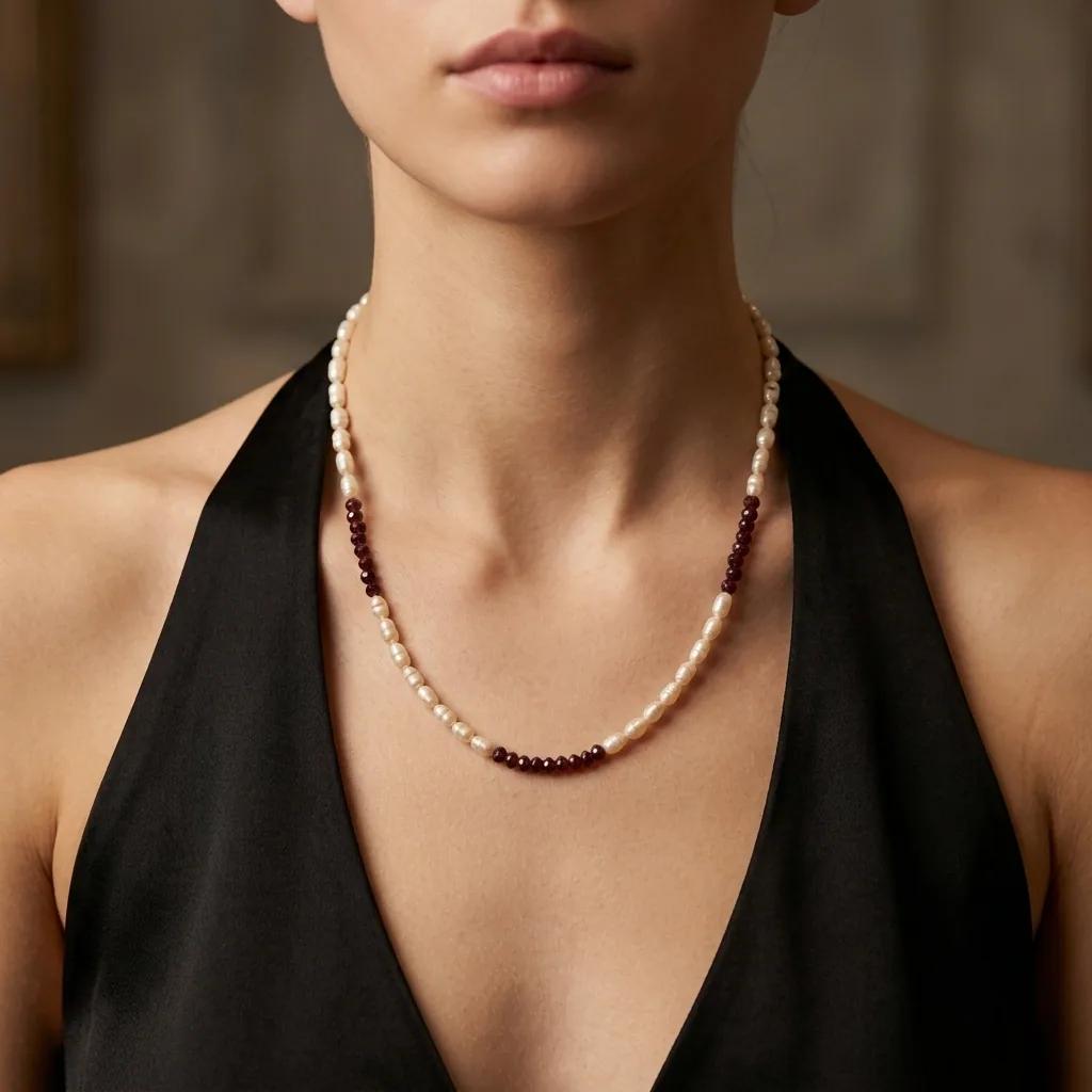 Collier Grenat et Perles - Colliers