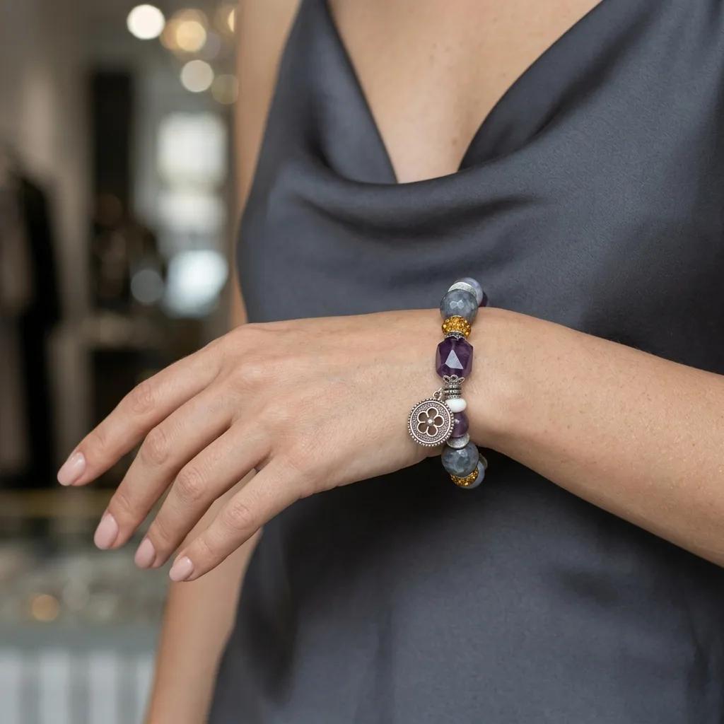 Bracelet Amethyste et Agate - Bracelets