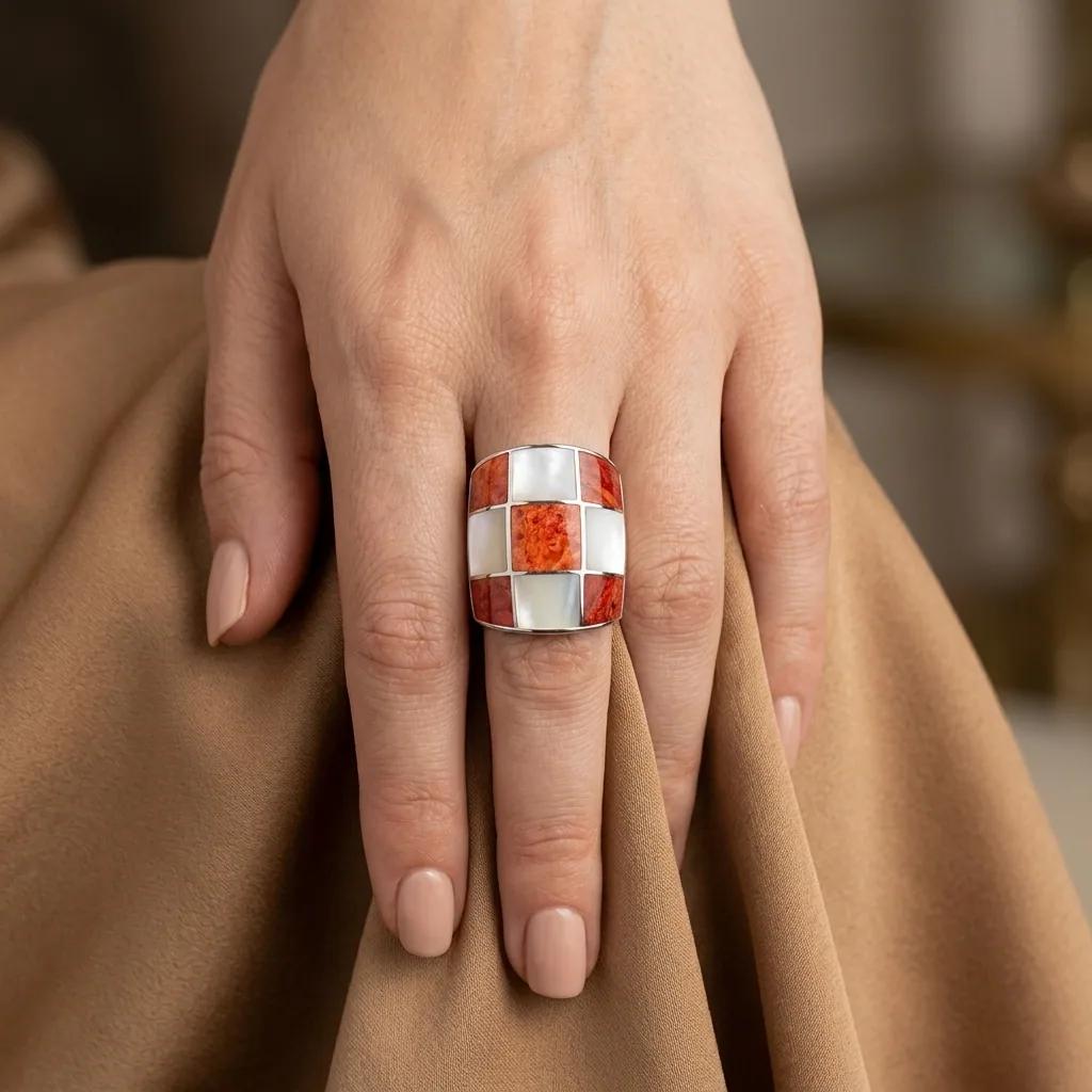 Bague Nacre et Corail - Bagues