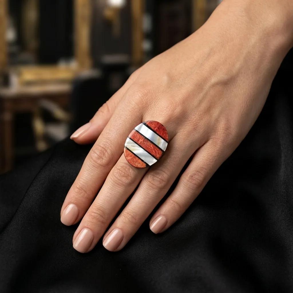 Bague Nacre et Corail - Bagues