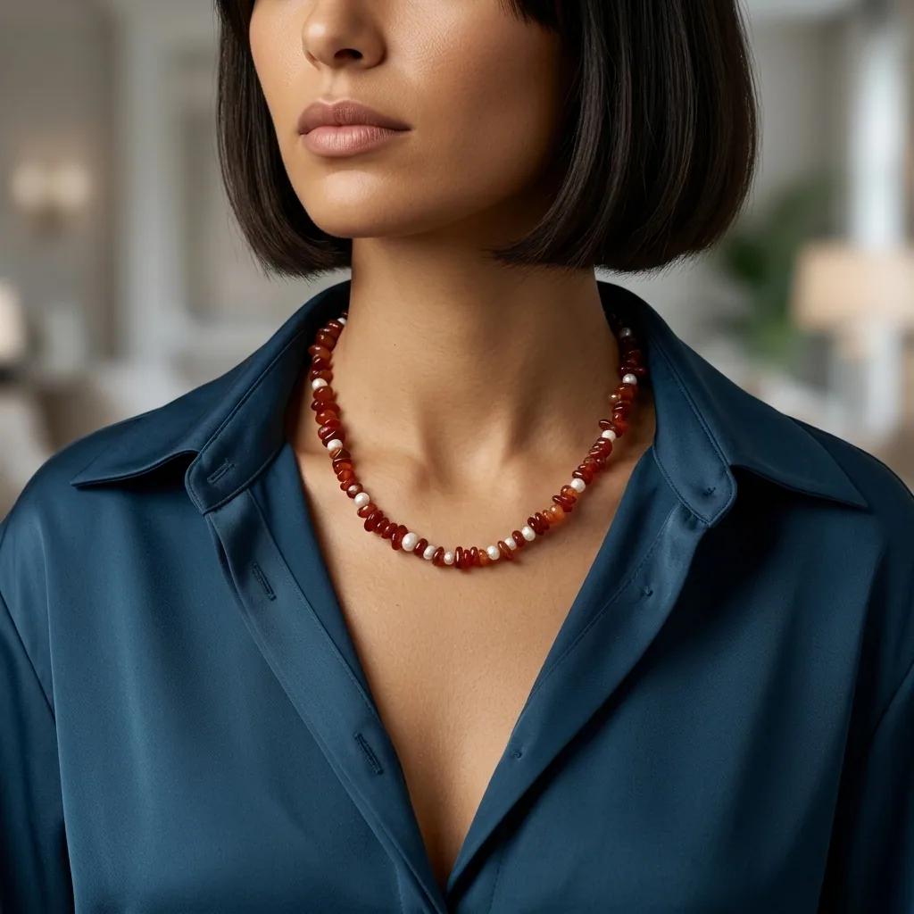 Collier Cornaline et Perles - Colliers