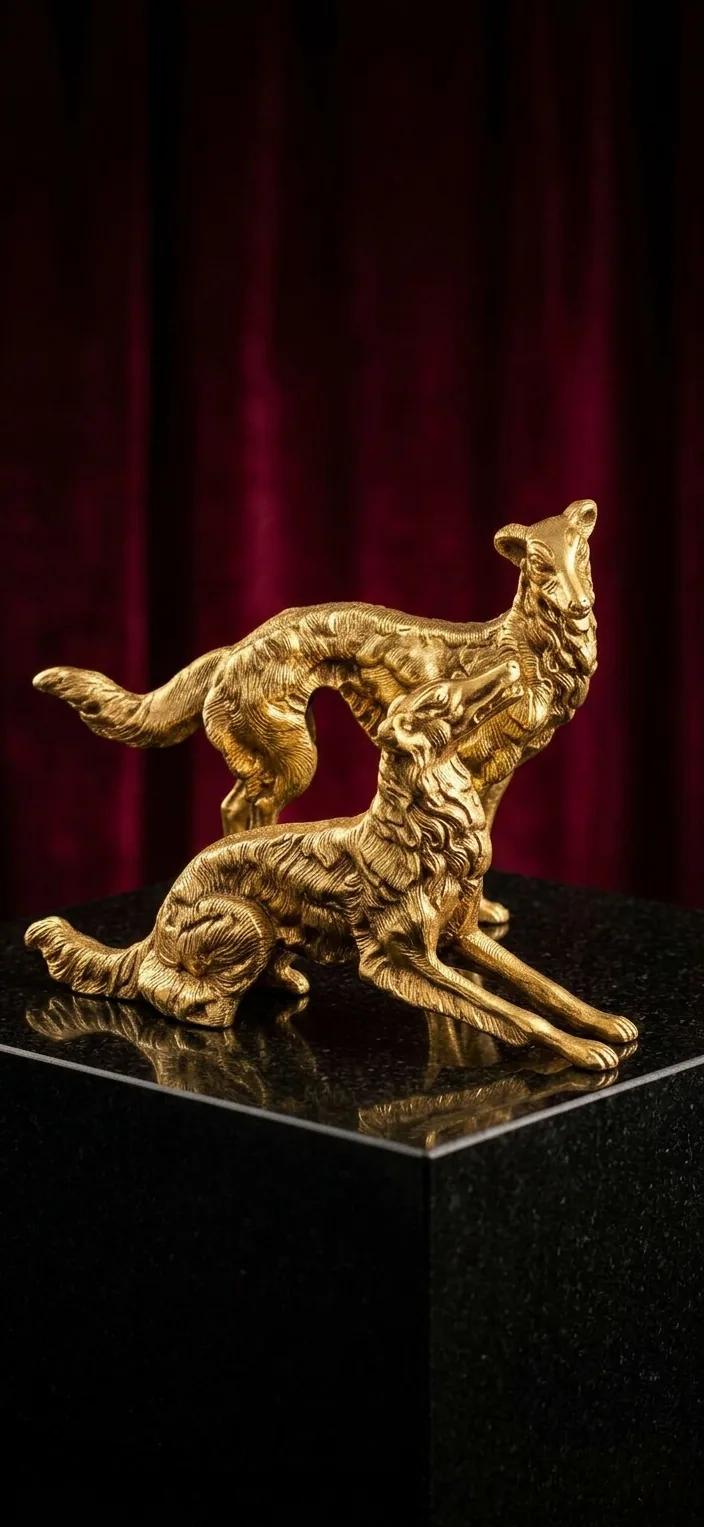 Statuettes Barzoi Russe en Bronze des années 50 - Objets maison