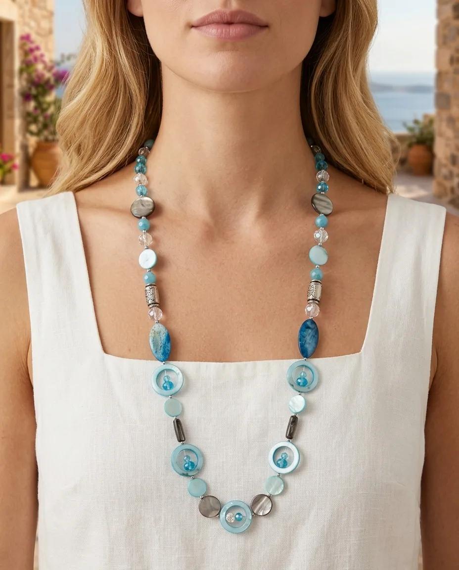 Sautoir Agate et Nacre - Colliers