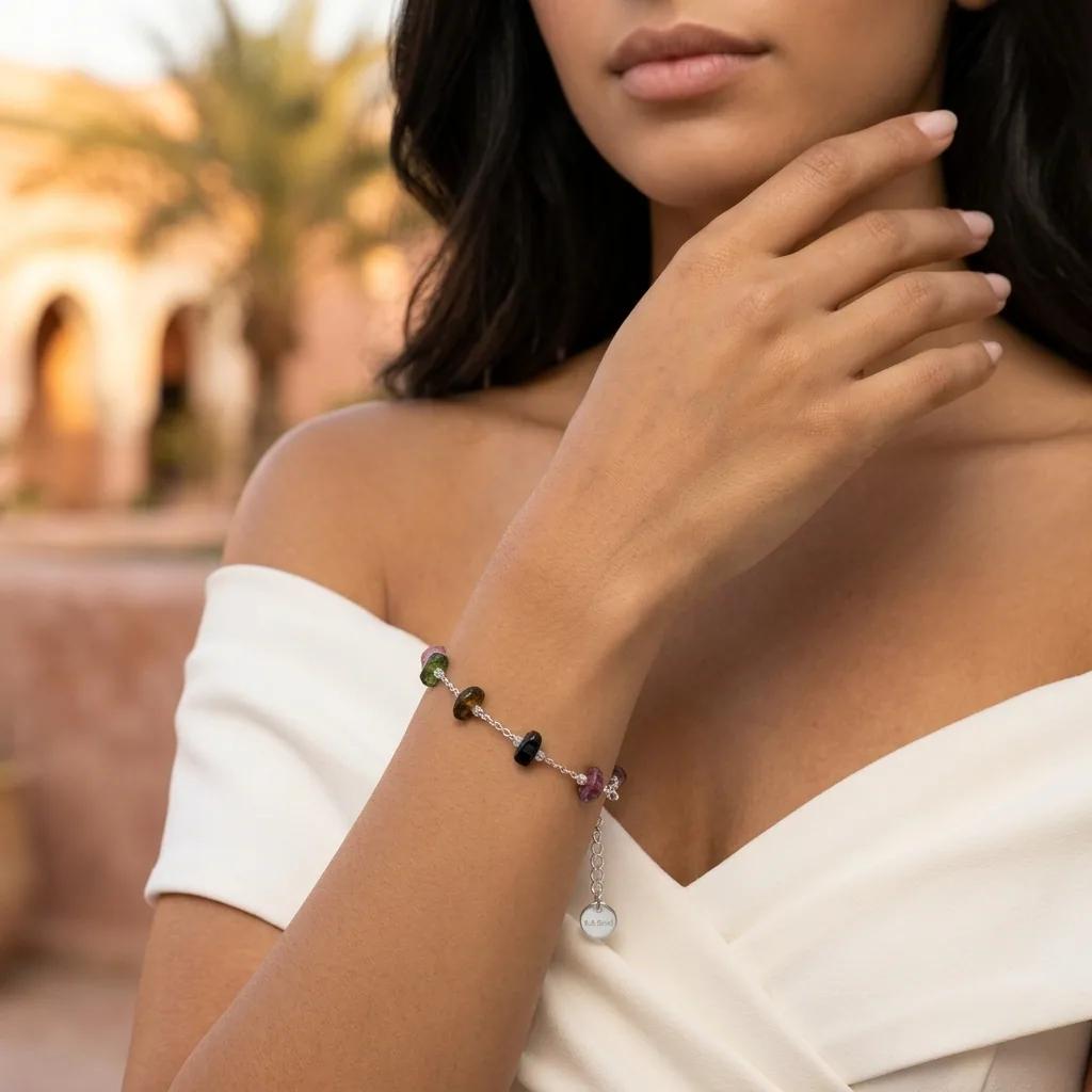 Gourmette Jade et Grenat - Bracelets