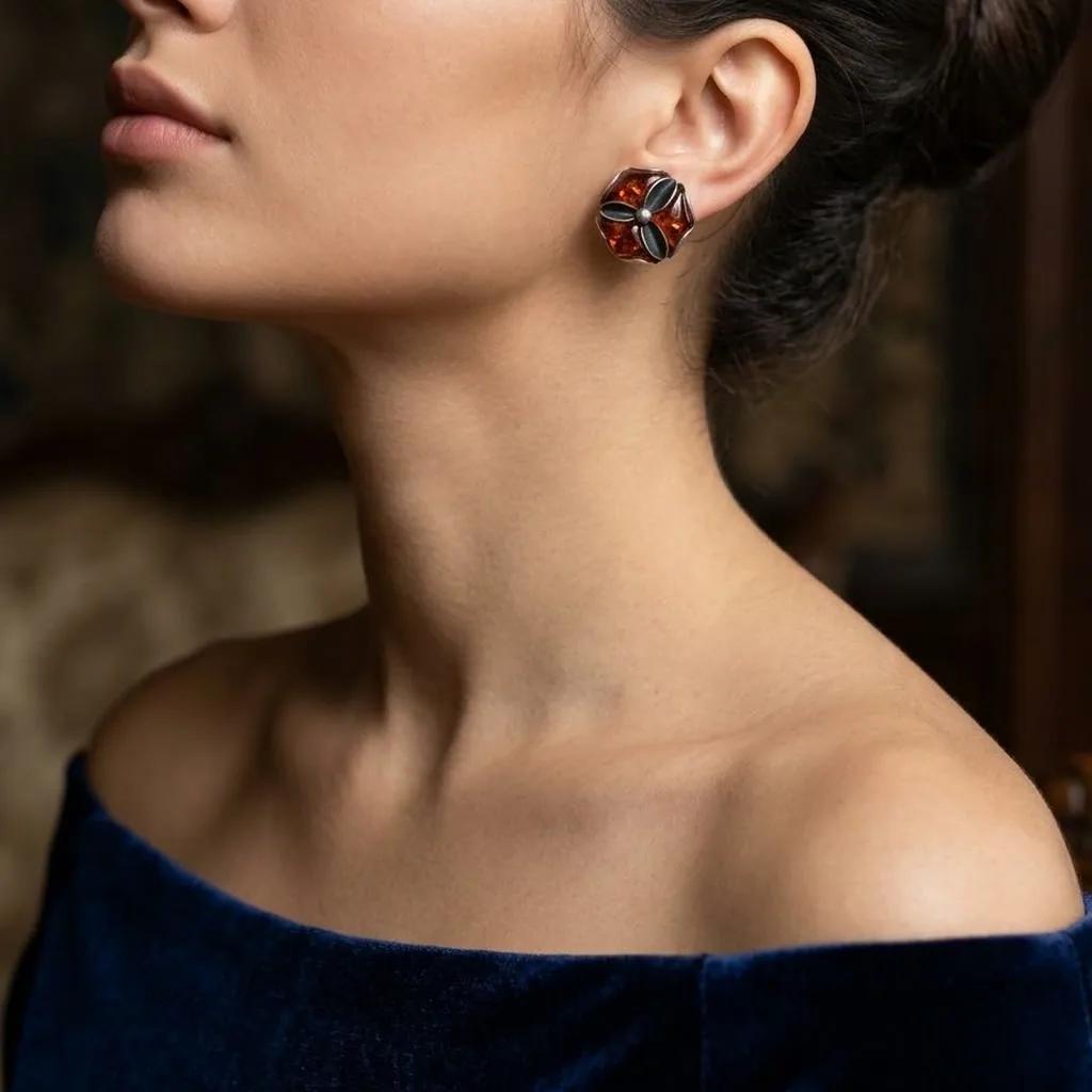 Boucles Argent et Ambre - Boucles d’oreilles