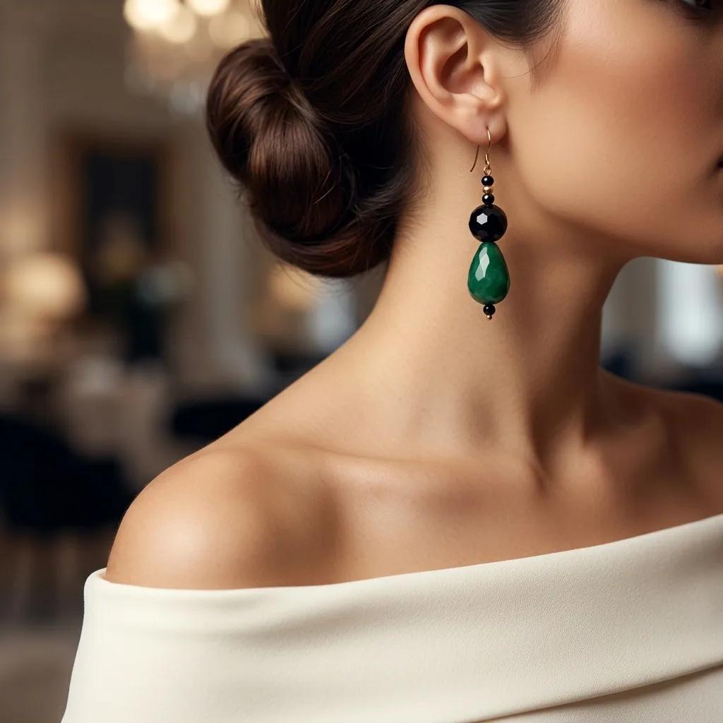 Boucles Jade et Onyx - Boucles d’oreilles