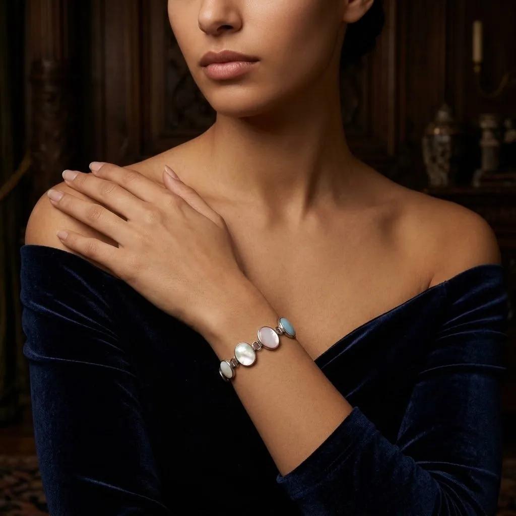 Gourmette Argent et Nacre - Bracelets
